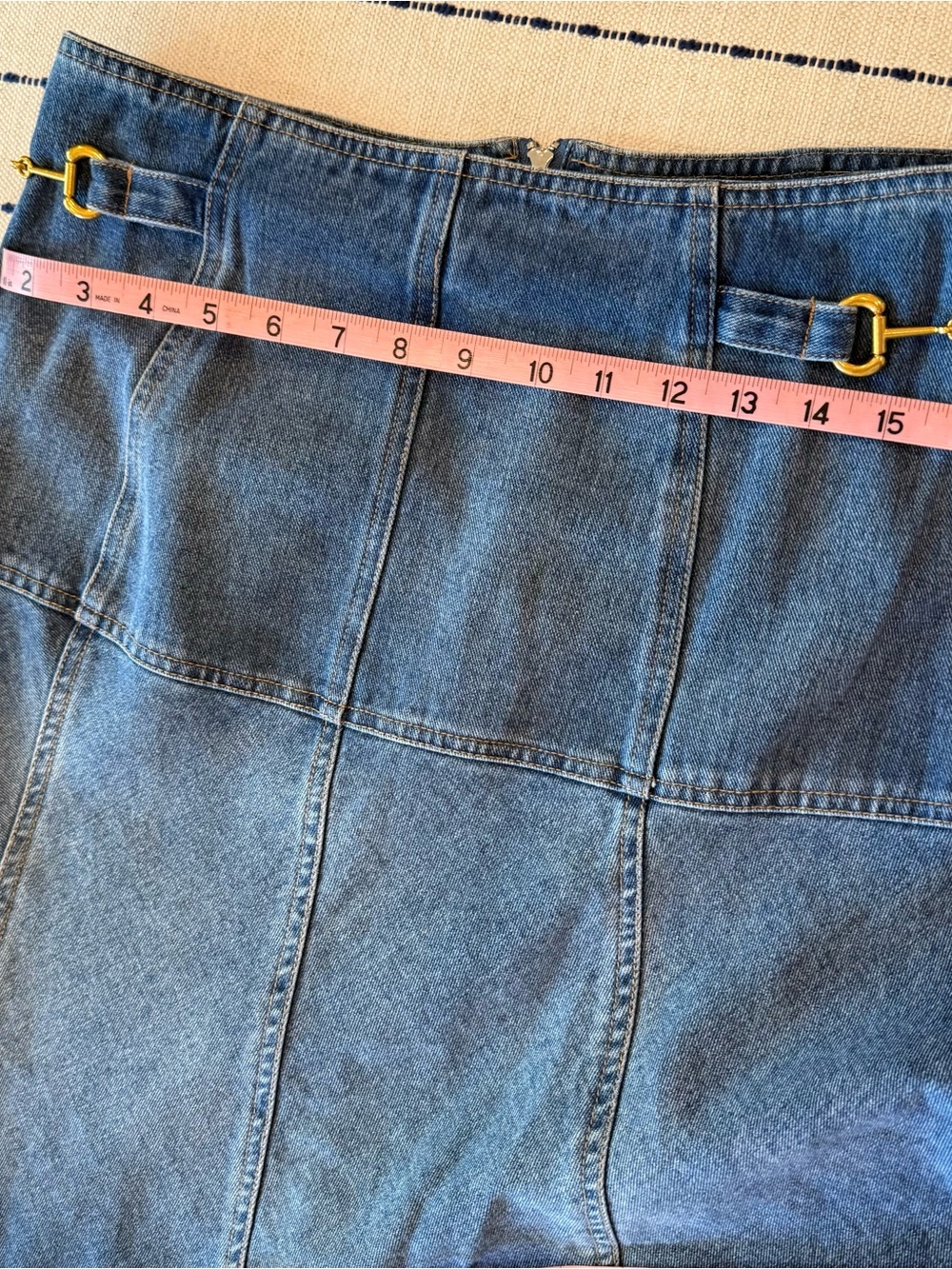 TCEC Dark Blue A-Line Denim Skirt with Side Buckle Detail - Picture 5 of 6